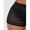 imageSHENHE Womens Sheer Hollow Out Swim Cover Up Shorts Tie Front Boho Beach Shorts CoverupBlack