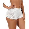 imageSHENHE Womens Sheer Hollow Out Swim Cover Up Shorts Tie Front Boho Beach Shorts CoverupWhite a