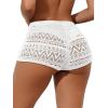 imageSHENHE Womens Sheer Hollow Out Swim Cover Up Shorts Tie Front Boho Beach Shorts CoverupWhite a