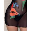 imageSHENHE Womens Sheer Mesh Graphic Swim Coverups Short Sleeve Crew Neck Beach Short DressBlack