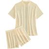 imageSHENHE Womens Sheer Swim Cover Up 2 Piece Set Kimono Shirt and Shorts Bikini CoverupApricot