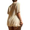 imageSHENHE Womens Sheer Swim Cover Up 2 Piece Set Kimono Shirt and Shorts Bikini CoverupApricot