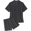 imageSHENHE Womens Sheer Swim Cover Up 2 Piece Set Kimono Shirt and Shorts Bikini CoverupBlack