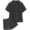 imageSHENHE Womens Sheer Swim Cover Up 2 Piece Set Kimono Shirt and Shorts Bikini CoverupBlack