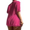 imageSHENHE Womens Sheer Swim Cover Up 2 Piece Set Kimono Shirt and Shorts Bikini CoverupHot Pink