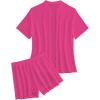 imageSHENHE Womens Sheer Swim Cover Up 2 Piece Set Kimono Shirt and Shorts Bikini CoverupHot Pink