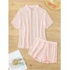imageSHENHE Womens Sheer Swim Cover Up 2 Piece Set Kimono Shirt and Shorts Bikini CoverupPink