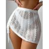 imageSHENHE Womens Summer Beach Drawstring Side Hollow Out Knit Cover Up SkirtWhite