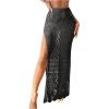 imageSHENHE Womens Crochet Swim Cover Up High Slit Sheer Long Beach Skirt Cover UpDark Grey