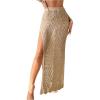 imageSHENHE Womens Crochet Swim Cover Up High Slit Sheer Long Beach Skirt Cover UpDeep Apricot