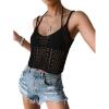 imageSHENHE Womens Hollow Out Crochet Scoop Neck Sleeveless Cami Top Bikini Cover UpsBlack