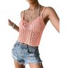 imageSHENHE Womens Hollow Out Crochet Scoop Neck Sleeveless Cami Top Bikini Cover UpsLight Pink