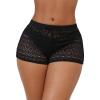 imageSHENHE Womens Sheer Hollow Out Swim Cover Up Shorts Tie Front Boho Beach Shorts CoverupBlack