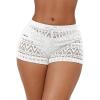 imageSHENHE Womens Sheer Hollow Out Swim Cover Up Shorts Tie Front Boho Beach Shorts CoverupWhite a