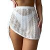 imageSHENHE Womens Summer Beach Drawstring Side Hollow Out Knit Cover Up SkirtWhite