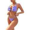 imageSHENHE Womens Triangle Bikini Sets Halter String Thong Tiered Ruffled Two Piece SwimsuitMauve Purple