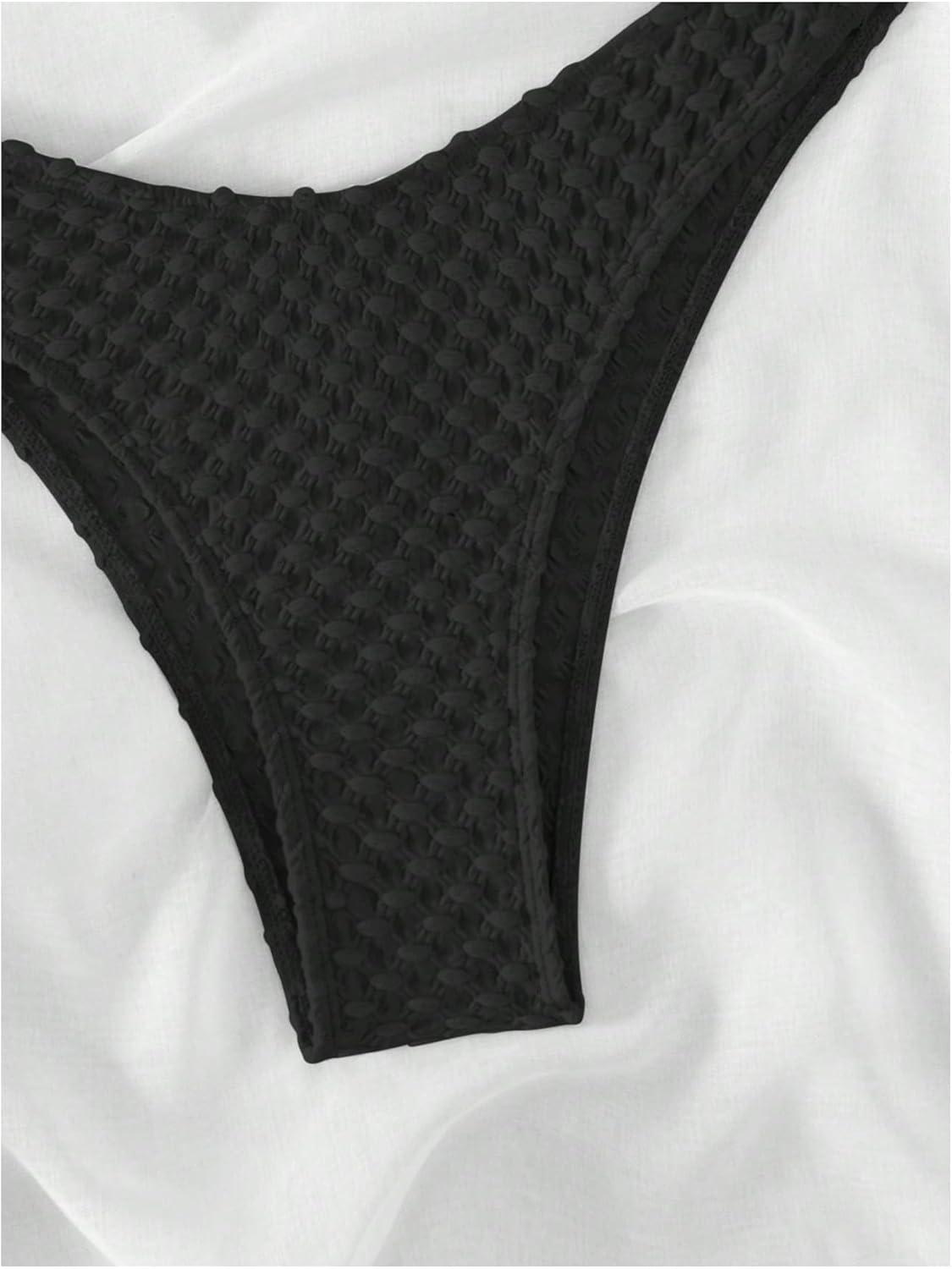 imageSHENHE Womens 2 Piece Strapless Cut Out Bandeau Swimsuit Bathing Suit Bikini SetsSimple Black