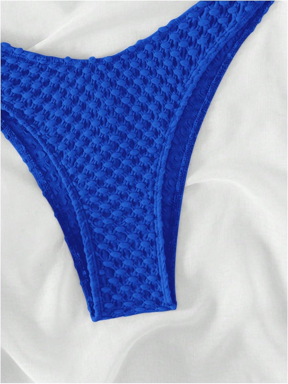 imageSHENHE Womens 2 Piece Strapless Cut Out Bandeau Swimsuit Bathing Suit Bikini SetsTextured Royal Blue