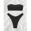 imageSHENHE Womens 2 Piece Strapless Cut Out Bandeau Swimsuit Bathing Suit Bikini SetsSimple Black