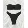 imageSHENHE Womens 2 Piece Strapless Cut Out Bandeau Swimsuit Bathing Suit Bikini SetsSimple Black