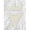 imageSHENHE Womens 2 Piece Strapless Cut Out Bandeau Swimsuit Bathing Suit Bikini SetsTextured Beige