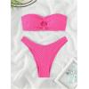 imageSHENHE Womens 2 Piece Strapless Cut Out Bandeau Swimsuit Bathing Suit Bikini SetsTextured Hot Pink