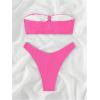 imageSHENHE Womens 2 Piece Strapless Cut Out Bandeau Swimsuit Bathing Suit Bikini SetsTextured Hot Pink