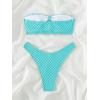 imageSHENHE Womens 2 Piece Strapless Cut Out Bandeau Swimsuit Bathing Suit Bikini SetsTextured Mint Blue