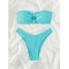 imageSHENHE Womens 2 Piece Strapless Cut Out Bandeau Swimsuit Bathing Suit Bikini SetsTextured Mint Blue