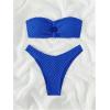 imageSHENHE Womens 2 Piece Strapless Cut Out Bandeau Swimsuit Bathing Suit Bikini SetsTextured Royal Blue