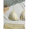 imageSHENHE Womens 3 Piece Bikini Set Shell Decor Halter Bra and Bottom with Cover Up SkirtFishnet Apricot