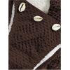 imageSHENHE Womens 3 Piece Bikini Set Shell Decor Halter Bra and Bottom with Cover Up SkirtFishnet Brown