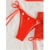 imageSHENHE Womens 3 Piece Bikini Set Shell Decor Halter Bra and Bottom with Cover Up SkirtFishnet Orange