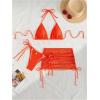 imageSHENHE Womens 3 Piece Bikini Set Shell Decor Halter Bra and Bottom with Cover Up SkirtFishnet Orange
