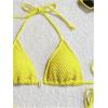 imageSHENHE Womens 3 Piece Bikini Set Shell Decor Halter Bra and Bottom with Cover Up SkirtFishnet Yellow