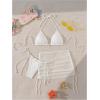 imageSHENHE Womens 3 Piece Bikini Set Shell Decor Halter Bra and Bottom with Cover Up SkirtWhite