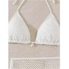 imageSHENHE Womens 3 Piece Bikini Set Shell Decor Halter Bra and Bottom with Cover Up SkirtWhite