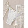 imageSHENHE Womens 3 Piece Bikini Set Shell Decor Halter Bra and Bottom with Cover Up SkirtWhite