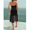 imageSHENHE Womens 3 Piece Swimsuit Halter Open Front Sheer Ruffle Bandeau Bikini Set with Cover UpBlack