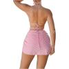 imageSHENHE Womens 3 Piece Swimsuit Halter Tie Side Cute Triangle Bikini Set with Beach SkirtLight Pink