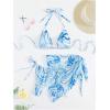 imageSHENHE Womens 3 Piece Swimsuits with Sarong Cover Up Halter Triangle String Bikini SetBlue and White