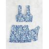 imageSHENHE Womens 3 Piece Tankini Swimsuit Paisley Print Swim Tank Top with Cover Up SkirtBlue