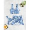 imageSHENHE Womens 3 Piece Tankini Swimsuit Paisley Print Swim Tank Top with Cover Up SkirtBlue