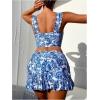 imageSHENHE Womens 3 Piece Tankini Swimsuit Paisley Print Swim Tank Top with Cover Up SkirtBlue