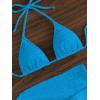 imageSHENHE Womens 3 Piece Textured High Cut Halter Triangle Bikini Swimsuit with Cover UpAzure Blue