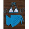 imageSHENHE Womens 3 Piece Textured High Cut Halter Triangle Bikini Swimsuit with Cover UpAzure Blue