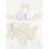 imageSHENHE Womens 3 Piece Textured High Cut Halter Triangle Bikini Swimsuit with Cover UpBeige a