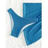 imageSHENHE Womens 3 Piece Textured High Cut Halter Triangle Bikini Swimsuit with Cover UpBlue