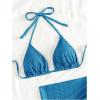 imageSHENHE Womens 3 Piece Textured High Cut Halter Triangle Bikini Swimsuit with Cover UpBlue
