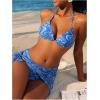 imageSHENHE Womens 3 Piece Textured High Cut Halter Triangle Bikini Swimsuit with Cover UpBlue a